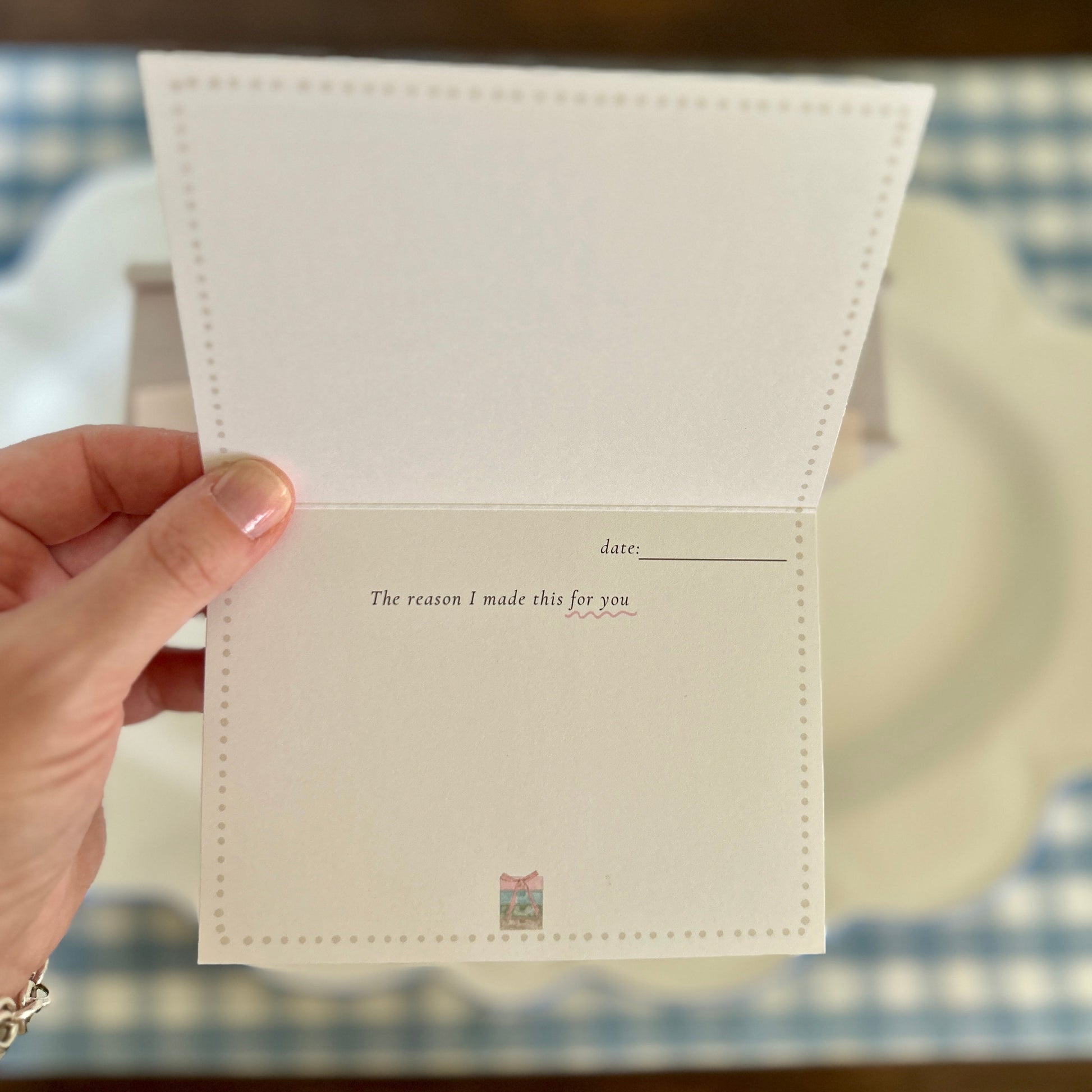 house of cartonnage x the finishing school needlepoint enclosure card