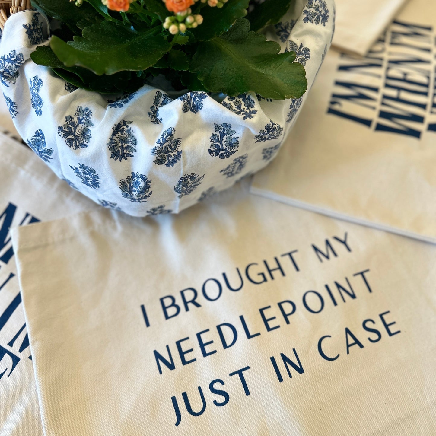 I Brought My Needlepoint Just In Case Canvas Bag