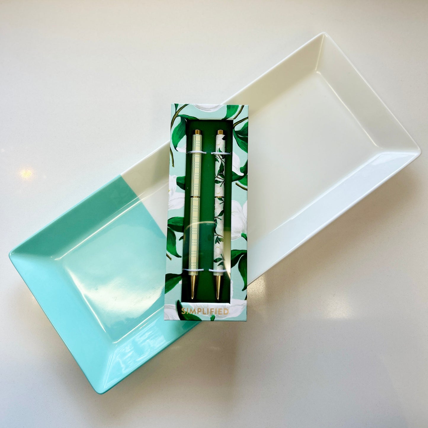 Pistachio Plaid & Savannah Blooms Twin Pen Set